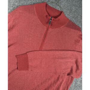 Vineyard Vines Cotton Cashmere Quarter Zip Pullover Preppy Red Striped Mens L